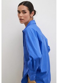 Resim Pamuklu Klasik Gömlek İndigo İndigo 