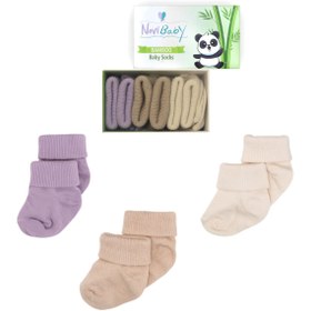 Resim Novibaby 3'lü Bambu Yenidoğan Bebek Çorap I Goldies I Kız Erkek Bebek Çorabı 