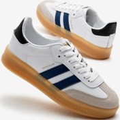 Resim Kalın Termo Taban Yanı Şeritli Bağcıklı Unisex Beyaz Lacivert Spor Ayakkabı Tbzer025 Beyaz Lacivert 