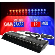 Resim S12 Cam Içi Vantuzlu Polis Çakar 12 Ledli Kırmızı Mavi Çakmaklık 