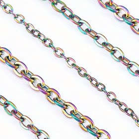 Resim 1.2/1.5/2mm kalınlığında kullanılabilir, DIY takı yapımı için kullanılan renkli paslanmaz çelik zincir, boyunluklar ve bilezikler için kullanılabilir. 2 metre uzunluğunda. 