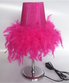 Resim Fuşya Tüylü Yatak Odası Genç Kız Çocuk Odası Abajuru Fuşya 