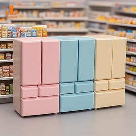 Resim Mini Çift Kapılı Buzdolabı Oyuncak - 3 Renk Arasından Seçim Yapın | Yenilikçi Bebek Aksesuarı | Mini Sahne İçin Gerçekçi Buzdolabı Süsü | Noel, Cadılar Bayramı ve Yeni Yıl İçin Mükemmel Hediye 