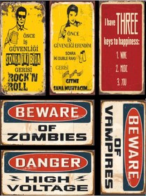 Resim 6lı Retro Ahşap Poster Seti-5 