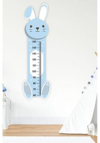 Resim MSticker Sevimli Açık Mavi Tavşan Çocuk Bebek Odası Boy Cetveli(47X163Cm) 