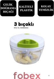 Resim Pratik Fobex Mini Manuel Ipli Rondo, Sebze Ve Meyve Dilimleyici Ve Doğrayıcı [3 Bıçaklı]-450ml 
