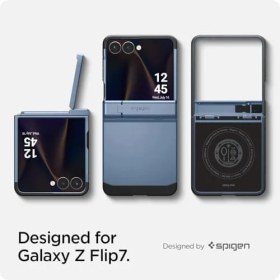 Resim Galaxy Z Flip 7 ile Uyumlu Ekstra Dayanıklı Kılıf Tough Armor Pro Hava Kanalı Teknolojisi Askeri Sınıf Koruma Magfit Özellikli Kickstand'lı Sierra Blue Çift Katman Kapak - ACS09562 