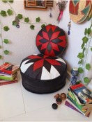 Resim Ottoman Pouffe El Yapımı Hakiki Deri Orijinal Ottoman Puf Bahçe Balkon Bungalov Yer Minderi 60ve40cm(DOLGULU) 