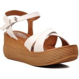 Resim Ayakmod 426093 Beyaz Kadın Dolgu Topuk Sandalet 001 