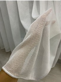 Resim 4001 Ağır Gramajlı Modern Ekru Tül Perde 1/2,5 Orta Normal Pileli Ekru 