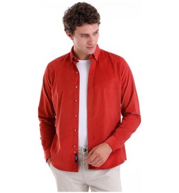 Resim Hatemoğlu Kiremit Comfort Fit Düz 100% Pamuk Düğmeli Yaka Uzun Kollu Casual Kiremit 