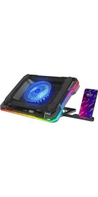 Resim S49 Cyclone Laptop Notebook Soğutucu Stand Rgb Renkli Oyunculara Özel 2 USB Port 140MM Fan 14-19INÇ 