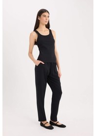 Resim DeFacto Belmando Harem Kumaş Pantolon Cepli Normal Bel Basic Düz Paça L3164AZ24SMBK81 