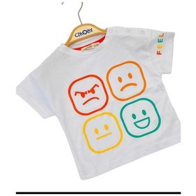 Resim Çikoby Erkek Bebek Yüz Baskılı Pamuklu Tshirt-11640-beyaz Beyaz 