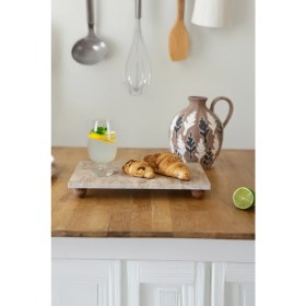 Resim Akayev Traverten 30X15 cm Ahşap Boncuk Ayaklı Sunumluk 