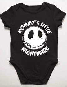 Resim venüsdijital Mommy's Little Nightmare Baskılı Siyah Bebek Body Zıbın 