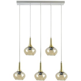 Resim Nero Modern Tasarım Salon Cafe Mutfak Beyaz Renk Bal Camlı Sıralı 5 Li Avize Diğer 