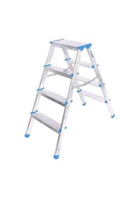 Resim 4+4 Çift Basamaklı Alüminyum Metal Merdiven Yükseklik 92cm Baş Genişlik 8cm 4741 