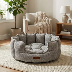 Resim Chelsea Premium Konfor Kedi ve Köpek Yatağı- Yumuşak Dokulu, Yüksek Yan Duvar, Makinede Yıkanabilir (Gri) - L 