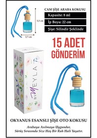 Resim ByMeyla 15 Adet Okyanus Esans Aromalı Cam Şişeli Oto Kokusu ve Torpido Aksesuarı 