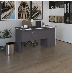 Resim Kenzlife Ofis Masası Yoko Ono Gri Sol 75 120 80 Kilitli Kapaklı Dolap Eşkenar Bilgisayar Çalışma Masası 