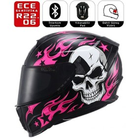 Resim Scoyco FF869 Skull Motosiklet Kaskı Güneş Vizörkü Full Face Motorcu Kask 