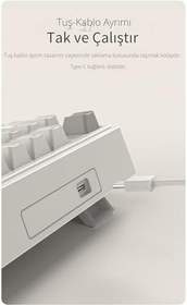 Resim Coverzone Kablolu Mekanik Oyun Klavyesi - Rainbow Aydınlatma - Hot Swap | Ajazz AK980 Krem - Red Switch 