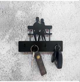 Resim Cajuart Dekoratif Bankta Oturan Sevgili Duvar Askısı Anahtarlık 