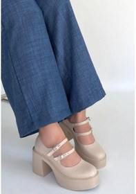 Resim Cojans Jarlo Bej Cilt Dolgu Topuk Ayakkabı Göründüğü Gibi 