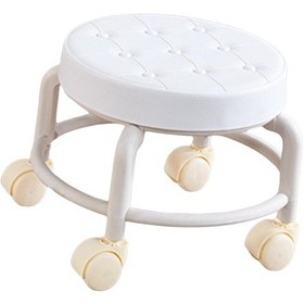 Resim Suntek Magideal Düşük Tekerlekli Koltuk Pu Deri Yastıklı Beyaz 