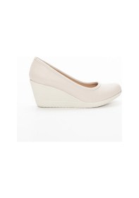 Resim Dilimler Ayakkabı Cilt Ten Kadın Dolgu Topuklu Ayakkabı-1827-Bej Ten Rengi 