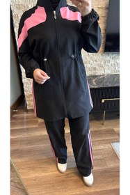 Resim MİMİ Luxury Wear Kadın Şerit Detaylı Belden Büzgülü Tesettür Eşofman Takımı 