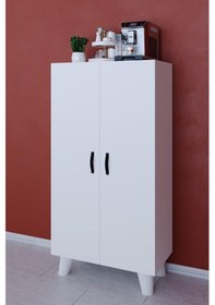 Resim 12r 4 Raflı 2 Kapaklı Çok Amaçlı Dolap Çok Amaçlı Mutfak Dolabı Kiler Dolabı Erzak Dolabı Beyaz Beyaz 