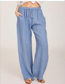 Resim Novahub İlkbahar Ve Yaz Kadın Pantolon Günlük Pamuklu Keten Bol Pantolon Açık Mavi - 2xl Açık Mavi 