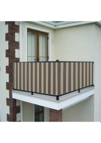 Resim Gencer Home Balkon Demir Perdesi Bağcıklı Gri Krem Ölçü Seçenekli 001 