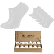 Resim Moodligo Kadın 6'lı Premium Bambu Beyaz Bilekte Spor Çorabı Moodligo