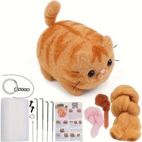 Resim 1 adet DIY Kedi İğne Keçeleme Kiti - Lavanta Açık Mor, Tam, Keçeleme İğneleri & Talimatlar - Başlangıçlar & Meraklılar için Tüm Sezon El Sanatları Seti, Aksesuar Yapım Kiti|Peluş Oyuncak Kiti|Yumuşak Kumaş Kedi 