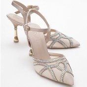 Resim Volby Bej Saten Taşlı Kadın Abiye Ayakkabı Bej 