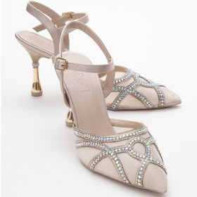Resim Volby Bej Saten Taşlı Kadın Abiye Ayakkabı Bej 