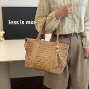 Resim Kadınlar için Şık Çok Yönlü Büyük Kapasiteli Püskül Süslemeli Crossbody Çanta - Yüksek Kalite Kağıt Malzeme, Sabit Omuz Askısı & Fermuar Kapatma, Haki/ Seyahat İçin, Günlük Kullanım, Alışveriş, Crossbody Çanta, Seyahat El Çantası, Basit Zarif Tasarım, Dayanıklı Naylon Astar, Alışveriş Çantası, Minimalist Tarz, Hafif Yapı, Geniş Çanta, Moda Kadın 