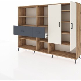 Resim Hyperion Dolap 10 Raflı 2 Çekmeceli 2 Kapaklı 220x44x163 Çam-ayta Çam-aytaşı/antrasit 