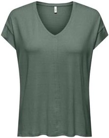 Resim ONLCARRIE S/S STITCH GLITTER TOP JRS Kadın Yeşil T-Shirt - 15369279 