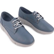 Resim Hakiki Deri Sade Bağlı Ayakkabı Kot Mavi 626-88 