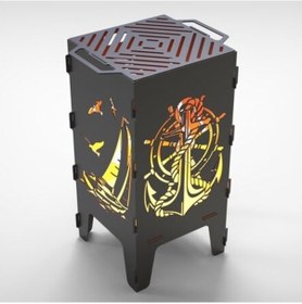 Resim Ateş Çukuru Çapa Ve Yelkenli Desenli Dekoratif Mangal 