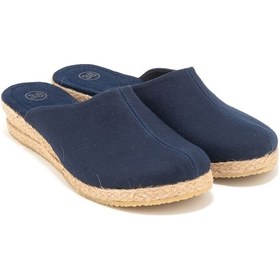 Resim Star Tombis Gerçek Elişi Doktor Hemşire Hastane Hasır El Işi Kadın Keten Günlük Terlik Handmade Lacivert 