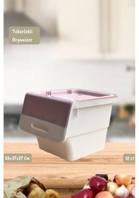 Resim Tekerlekli Sebzelik Bpa Free Soğanlık Oyuncaklık Organizer Beyaz Beyaz Pembe 12 Lt Pembe-beyaz 
