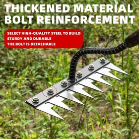 Resim 1 Adet Sağlam Manganez Çelik Bahçe Küreği, Yabani Otları Temizleme, Toprağı Gevşetme, Tarım ve Bahçecilik İşleri İçin 8 Dişli Çok Amaçlı Metal Tırmık 