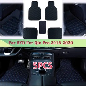 Resim Topshop1 Black-blue Universal Pvc Byd Qin Pro 2018-2020 Otomobil Halıları 5 Parça Araç İçi Döşeme Koruyucu 