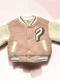 Resim Kız Bebek Nakışlı Peluş Mont-14880 Pudra 