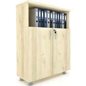 Resim Modüler Dünyası Kapaklı Kitaplık Dosya Dolabı Meşe - 80X38X117 (307711791) Meşe 
